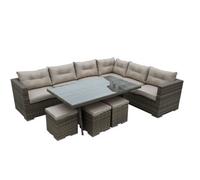 Furniture One Rattan Effect Nature Rattan 9 Seat Corner Sofa Set No Assembly & Aluminium Frame