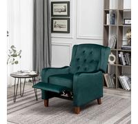 FURNITURE ONE Velvet Wingback Recliner Armchair with Adjustable Backrest & Footrest in Green | Size: 1 Pack FURNITURE ONE Green 1 Pack