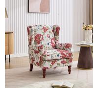 FURNITURE ONE Wingback Armchair, Padded Retro Vantage Accent Chair - Solid Wood Legs in Red | Size: 1 Pack FURNITURE ONE Red 1 Pack