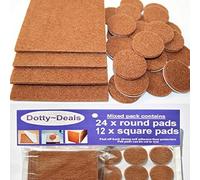 Furniture Pads Floor Protectors - 12 Square 24 Round Pack Felt Pads for Chair Legs Premium Furniture Felt Pads for Furniture Feet Floor Protector Pads Self Adhesive