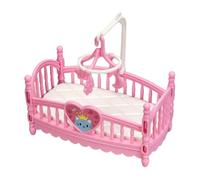 Furniture - Pink Cot Bed Set with Heart Pattern, Cartoon Simulation Decorations, Ornaments, Decorative Miniature Sleeping Station | Stylish Prop for Photography, Role Play, Children's Room