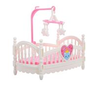 Furniture - Pink Cot Bed Set with Heart Pattern, Cartoon Simulation Decorations, Ornaments, Decorative Miniature Sleeping Station | Stylish Prop for Photography, Role Play, Children's Room
