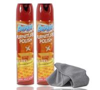 Furniture Polish Spray 300ml(x2) + Lint Free Microfibre Cloth - Natural Wood Polish, Anti-Static Dust Repellent & Conditioner for Oak, Antique & Wooden Furniture, Restores Shine, Protects & Revives