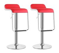 Furniture Pub Stool Bar Stools Set of 2,Metal Swivel Lift Chair with Back, Kitchen Counter Height Barstool, Round Base/Black/Large Elegant (Red L)