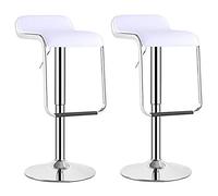Furniture Pub Stool Bar Stools Set of 2,Metal Swivel Lift Chair with Back, Kitchen Counter Height Barstool, Round Base/Black/Large Elegant (White L)