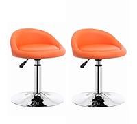 Furniture Pub Stool Height Bar Stools Set of 2,High Elasticity Pu Leather Barstools,Kitchen Adjustable Height Counter Chair,Swivel Stool with Back/White Elegant (Orange)