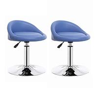 Furniture Pub Stool Height Bar Stools Set of 2,High Elasticity Pu Leather Barstools,Kitchen Adjustable Height Counter Chair,Swivel Stool with Back/White Elegant (Blue)