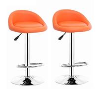 Furniture Pub Stool Height Bar Stools Set of 2,High Elasticity Pu Leather Barstools,Kitchen Adjustable Height Counter Chair,Swivel Stool with Back/White Elegant (Orange with Footrest)