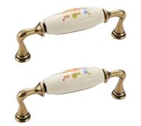 Furniture Pull Vintage, 2 Pack Cupboard Handles Solid Ceramic | Plating Surface, Color: Bronze, Cabinet Pulls Hole Center: 96-128mm Kitchen Door Handles Drawer Pulls 128mm/5in