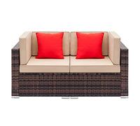 Furniture Set Fully Equipped Weaving Rattan Sofa Set with 2pcs Corner Sofas Brown Gradient