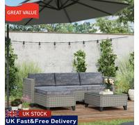 Outsunny 5 PCs Rattan Garden Furniture Set With Glass Coffee Table Dark Grey | TJ Hughes