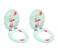 Furniture Set-WC Toilet Seats Soft Close Lid 2 pcs Flamingo Design