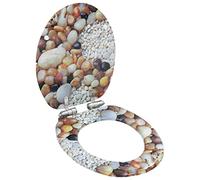 Furniture-Sets-WC Toilet Seat with Soft Close Lid MDF Pebbles Design