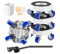 Furniture Sliders, Furniture Moving Wheels with Brakes, Pry Bar & 4 Heightening Modules, Wheels for Furniture for appliance movers Sofa Washing Machine Refrigerator, Moving Heavy Furniture Tool Set