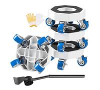 Furniture Sliders with Brake Wheels, TooThank Heavy Duty Furniture Moving Kit, 4 Pack 360° Rotating Rollers & Pry Bar, 350kg for Sofa, Bed, Washing Machine, Fridge, Cabinet