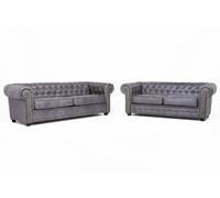 Furniture Stop - Hever Chesterfield 3+2 Sofa Set