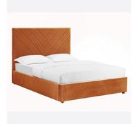 Furniture Stop - Ivanna Velvet Bed With Paneled Headboard-5Ft King
