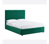 Furniture Stop - Ivanna Velvet Bed With Patterned Headboard-5Ft King