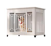 Furniture Style Dog Crate with Medium and Large Pet Trays, Wooden Crate End Tables, Heavy Duty Dog Crate Furniture for Medium Dogs with Door Locks,Wooden Dog Cage (M(37''W x 26''D x 36''H),White)