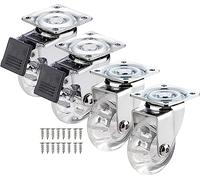 Furniture Swivel Castor,50mm Swivel Castors Wheels, 4X PU Transparent Wheels, Trolley Wheels Heavy Duty Caster Wheels for Furniture Equipment Appliances Carts Chairs Coffee Tables Flower Pots Casters(