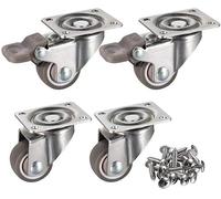 Furniture Swivel Castor,Heavy Duty Castor Wheels,Furniture Wheels for Moving,4 Pack 1 inch Low Profile Casters Wheels Soft Swivel Caster with 360 Degree Top Plate 100 lb Total Capacity for Set