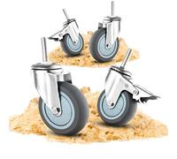 Furniture Swivel Castor,M10x30mm, M12x30mm Stem Casters, 75mm Swivel Caster Wheels, Non-Noise Castors for Carts, Workbench, Trolley, Furniture, 2 Swivel+2 Brake Casters (Size : M10*(M12*30mm)