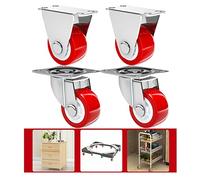 Furniture Swivel Castor,Rubbered Trolley Wheels, 4pcs Swivel Castor Wheels, Transport Casters, Furniture Casters, 37.5mm/50mm,Silent Swivel Casters,Suitable for Furniture, Flower Stands, Cradles, Red(