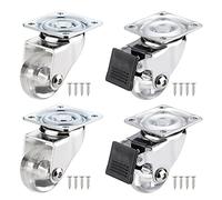 Furniture Swivel Castor,Small Castor Wheels 35mm, Transportation Castor, Transparent Pu Wheels, 4pcs Swivel Casters, Single Load 25kg, for Industrial Transport, Furniture, Trolleys, Workbenches(2 Brak