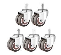 Furniture Swivel Castor,Trolley Swivel Caster, Office Chair Wheels, Replacement Caster Wheels, M10x 15mm /11x22mm Stem Caster Wheels, Double Wheel Design 550lb/250kg Load Capacity, Pack of 5 Ca(B)