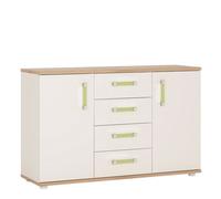 Furniture To Go 4Kids 2 Door 4 Drawer Sideboard in Light Oak and white High Gloss (lemon handles) - White - 126.2 - 1