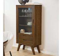 Furniture To Go A-Line 1 Door 2 Drawer Display Cabinet - Walnut