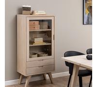 Furniture To Go A-Line 1 Glass Door 2 Drawer Display Cabinet - Natural