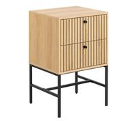 Furniture To Go Albany 2 Drawer Bedside Table In Oak/Black Legs, Brown