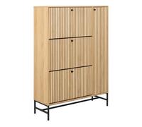 Furniture To Go Albany Shoe Cabinet 3 Flip Down Doors 1 Pull Open Door In Oak/black Legs