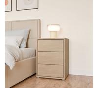 Furniture To Go Alice Springs Bedside Cabinet With 3 Drawers Push-To-Open In Elegancia Oak