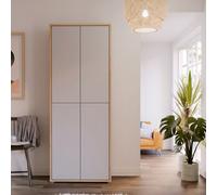 Furniture To Go Alice Springs Shoe Cabinet With 4 Doors Push-To-Open In Artisan Oak And Light Grey Doors