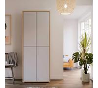 Furniture To Go Alice Springs Shoe Cabinet with 4 Doors Push-to-Open in Artisan Oak and Light Grey Doors - Matt - Standard - Artisan Oak & Light Grey