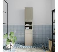 Furniture To Go Alice Springs Tall Narrow Bathroom Storage Cabinet with 2 Doors Push-to-Open & 1 Drawer Push-to-Open in Taupe - H 191.9 X W 39.8 X D 34.9cm - Taupe - 1