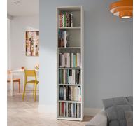 Furniture To Go Alice Springs Tall Narrow Bookcase With 5 Shelves In Light Grey