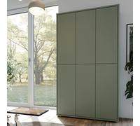 Furniture To Go Alice Springs Tall Shoe Cabinet with 6 Doors Push-to-Open in Sage Green - Matt - Standard - Sage Green