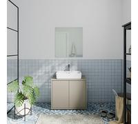 Furniture To Go Alice Springs Under Sink Bathroom Cabinet with 2 Doors Push-to-Open in Taupe - H 63.9 X W 74.5 X D 34.9cm - Taupe - Manufactured Wood