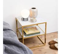 Furniture To Go Alisma Bedside Table With White Marble Glass & Gold Base
