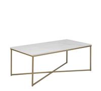 Furniture To Go Alisma Coffee Table with White Marble Effect Top - 1 - Base Steel Brass Liquid Coated - Whte