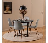 Indoor Furniture Group Furniture To Go Amble Round Dining Table With Black Marble Effect Top, Black