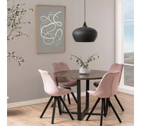 Amble Round Dining Table with Brown Marble Effect Top, none