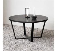Amble Round Coffee Table with Black Marble Effect Top, none