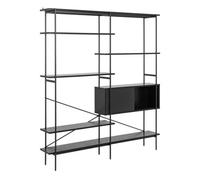 Indoor Furniture Group Furniture To Go Angus Bookcase With 1 Sliding Door & 5 Shelves In Black, Black