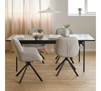 Furniture To Go Angus Dining Table In Black 200X74Cm Included 4 Carrie Swivel Dining Chairs In Sand
