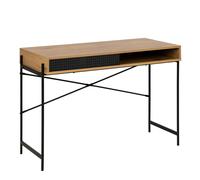 Furniture To Go Angus Office Desk with Sliding Door in Oak & Black - 1 - Black and Natural - 50