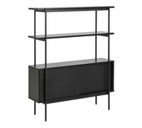 Angus Small Bookcase with 2 Sliding Doors in Black, Black
